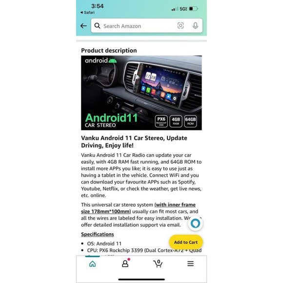 Vanku Android 11 7” Touch Screen Car Radio - Picture 3 of 7